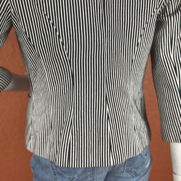 Chaps Jacket Sz 8 Womens Black and White Stripe Lined Blazer - Picture 9 of 15
